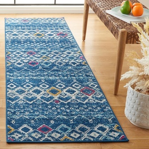 image:imageSAFAVIEH Amsterdam Collection Accent Rug  23 x 4 Ivory amp Multi Moroccan Boho Design NonShedding amp Easy Care Ideal for High Traffic Areas in Entryway Living Room Bedroom AMS108KNavyTurquoise