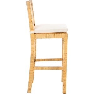 image:imageSAFAVIEH Home Collection Tojo Natural CaneWhite Solid Wood 30inch Bar Stool with Cushion Fully Assembled