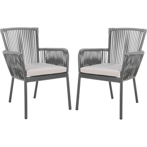 image:imageSAFAVIEH Outdoor Collection Paolo Grey Stackable Rope Chair Set of 2