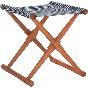 image:imageSAFAVIEH Outdoor Patio Furniture Collection  Breanne Natural amp Navy Striped Outdoor Stool Set of 2 Solid Wood Folding Accent Seating PAT7053CSET2Natural  Navy Stripe