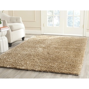 image:imageSAFAVIEH Saint Tropez Shag Collection 8 x 10 Snow White STS641W Handmade Solid 1inch Thick Area RugTaupe
