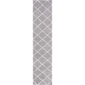 image:imageSAFAVIEH Tahoe Shag Collection Area Rug  9 x 12 Light Grey amp White Trellis Design NonShedding amp Easy Care 12inch Thick Ideal for High Traffic Areas in Living Room Bedroom THO676FGreyWhite