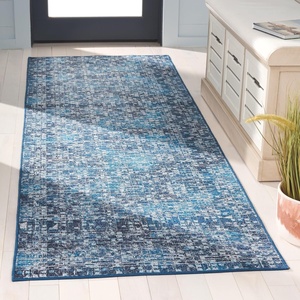 image:imageSAFAVIEH Washable Rug Tucson Collection  6 x 9 Blue amp Grey Slip Resistant amp Easy to Clean Ideal for Living Room Bedroom Dining Space TSN901MBlueGrey
