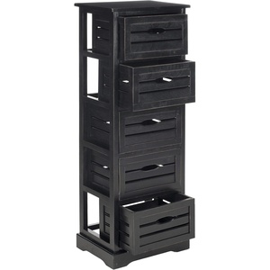 image:imageSafavieh American Homes Collection Sarina Black 5Drawer CabinetDistressed Black