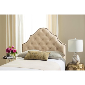 image:imageSafavieh MCR4036HQ Mercer Collection Arebelle Velvet Headboard Queen WhiteBuckwheat