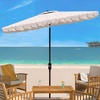 image:imageSAFAVIEH 65x10ft Outdoor Patio Umbrella Rectangular Valance Beige amp White Trim Auto Crank Tilt UV Resistant for Deck Backyard Poolside PAT8306CBeige  White