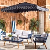 image:imageSAFAVIEH 65x10ft Outdoor Patio Umbrella Rectangular Valance Beige amp White Trim Auto Crank Tilt UV Resistant for Deck Backyard Poolside PAT8306CNavy  White