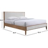 image:imageSAFAVIEH Couture Collection  Giuliano Walnut Wood Frame Bed Ivory Fabric Upholstered Headboard Queen Size No Box Spring Needed SFV1804BQIvoryNatural
