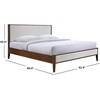 image:imageSAFAVIEH Couture Collection  Giuliano Walnut Wood Frame Bed Ivory Fabric Upholstered Headboard Queen Size No Box Spring Needed SFV1804BQIvoryWalnut