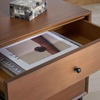 image:imageSAFAVIEH Couture Collection  Trever Walnut amp Black Wood 3 Drawer Nightstand Modern Bedside Table with Storage Fully Assembled Bedroom Furniture SFV7723AWalnutBlack