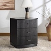 image:imageSAFAVIEH Couture Collection Shelbie Black 3Drawer Reeded Nightstand Fully Assembled Bedside Accent TableBlackBlack
