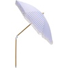 image:imageSAFAVIEH Outdoor  Bella 65 FT Beach Umbrella  Canopy with White Fringe Trim Tilt Function Aluminum Pole Weather Resistant for Beach Patio Garden PAT8504Baby Blue Stripe