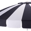 image:imageSAFAVIEH Outdoor  Buti 9 FT Patio Umbrella  Crank Lift Aluminum Frame with White Pole Weather Resistant for Deck Backyard Garden PAT8027Navy StripedWhite