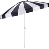 image:imageSAFAVIEH Outdoor  Buti 9 FT Patio Umbrella  Crank Lift Aluminum Frame with White Pole Weather Resistant for Deck Backyard Garden PAT8027Navy StripedWhite