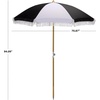image:imageSAFAVIEH Outdoor  Gallo 65 FT Beach Umbrella  Canopy with White Fringe Trim Tilt Function Aluminum Pole Weather Resistant for Beach Patio Garden PAT8505Black Stripe