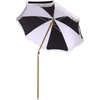 image:imageSAFAVIEH Outdoor  Gallo 65 FT Beach Umbrella  Canopy with White Fringe Trim Tilt Function Aluminum Pole Weather Resistant for Beach Patio Garden PAT8505Black Stripe