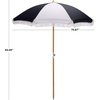 image:imageSAFAVIEH Outdoor  Gallo 65 FT Beach Umbrella  Canopy with White Fringe Trim Tilt Function Aluminum Pole Weather Resistant for Beach Patio Garden PAT8505Navy Striped