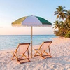 image:imageSAFAVIEH Outdoor  Gallo 65 FT Beach Umbrella  Canopy with White Fringe Trim Tilt Function Aluminum Pole Weather Resistant for Beach Patio Garden PAT8505Hunter Green Stripe