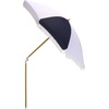 image:imageSAFAVIEH Outdoor  Gallo 65 FT Beach Umbrella  Canopy with White Fringe Trim Tilt Function Aluminum Pole Weather Resistant for Beach Patio Garden PAT8505Navy Striped