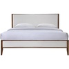 image:imageSAFAVIEH Couture Collection  Giuliano Walnut Wood Frame Bed Ivory Fabric Upholstered Headboard Queen Size No Box Spring Needed SFV1804BQIvoryWalnut