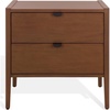 image:imageSAFAVIEH Couture Collection  Mayalyn Walnut amp Black Wood 2 Drawer Nightstand Modern Bedside Table with Storage Fully Assembled Bedroom Furniture SFV7722AWalnutBlack