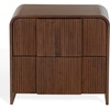 image:imageSAFAVIEH Couture Collection  Vitale Natural Reeded Wood Nightstand 2 Drawers Modern Accent Bedroom Side Table Fully Assembled SFV4259AWalnut