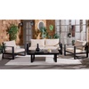 image:imageSAFAVIEH Outdoor  Fash 4 Piece Outdoor Living Set  Black amp Taupe Aluminum Frame  Modern Design with Removable Cushions  Ideal for Patio Deck Porch Backyard PAT9521AKIT3BlackTaupe