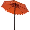 image:imageSAFAVIEH Outdoor  Venice 9Foot DoubleTop Patio Umbrella  Orange amp White Canopy  Brown Aluminum Pole  DoubleTop Vented Scallop Trim  Ideal for Patio Deck Poolside Backyard PAT8210O