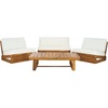 image:imageSAFAVIEH Outdoor Patio Furniture  Dune 4Piece Set  Sand amp Light Grey  Acacia Wood  Rustic Conversation Set with Detachable Cushion Covers  Ideal for Patio Deck Porch Backyard PAT9516BKIT3NaturalBeige