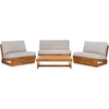 image:imageSAFAVIEH Outdoor Patio Furniture  Dune 4Piece Set  Sand amp Light Grey  Acacia Wood  Rustic Conversation Set with Detachable Cushion Covers  Ideal for Patio Deck Porch Backyard PAT9515BKIT3NaturalLight Grey