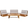 image:imageSAFAVIEH Outdoor Patio Furniture  Dune 4Piece Set  Sand amp Light Grey  Acacia Wood  Rustic Conversation Set with Detachable Cushion Covers  Ideal for Patio Deck Porch Backyard PAT9516BKIT3NaturalLight Grey