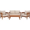 image:imageSAFAVIEH Outdoor Patio Furniture  Owen 4Piece Set  Sand amp Taupe  Acacia Wood  Conversation Set with Detachable Cushion Covers  Ideal for Patio Deck Porch Backyard PAT9510AKIT2NaturalTaupe
