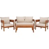 image:imageSAFAVIEH Outdoor Patio Furniture  Theo 4Piece Set  Sand amp Taupe  Acacia Wood  Conversation Set with Detachable Cushion Covers  Ideal for Patio Deck Porch Backyard PAT9511AKIT2NaturalTaupe