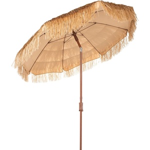 image:imageSAFAVIEH 65ft Outdoor Patio Umbrella Hilo Collection Tiki Brown Button Tilt UV Resistant for Deck Backyard Poolside PAT8512A