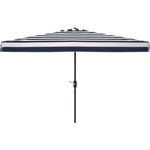 image:imageSAFAVIEH 65x10ft Outdoor Patio Umbrella Rectangular Elsa Collection Black amp White Stripe Auto Crank Tilt UV Resistant for Deck Backyard Poolside PAT8303ABlack  White
