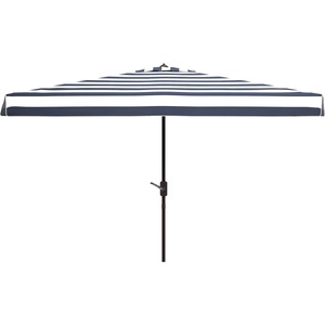 image:imageSAFAVIEH 65x10ft Outdoor Patio Umbrella Rectangular Elsa Collection Black amp White Stripe Auto Crank Tilt UV Resistant for Deck Backyard Poolside PAT8303ANavy  White