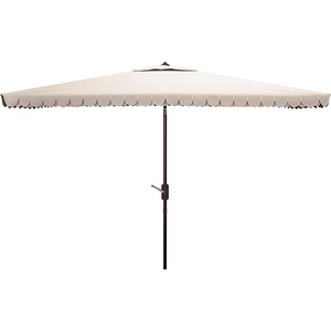 image:imageSAFAVIEH 65x10ft Outdoor Patio Umbrella Rectangular Valance Beige amp White Trim Auto Crank Tilt UV Resistant for Deck Backyard Poolside PAT8306CBeige  White