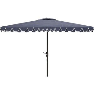 image:imageSAFAVIEH 65x10ft Outdoor Patio Umbrella Rectangular Valance Beige amp White Trim Auto Crank Tilt UV Resistant for Deck Backyard Poolside PAT8306CNavy  White