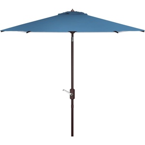 image:imageSAFAVIEH 75ft Outdoor Patio Umbrella Square Athens Collection Beige amp White Auto Crank Tilt UV Resistant for Deck Backyard Poolside PAT8407BBaby BlueWhite