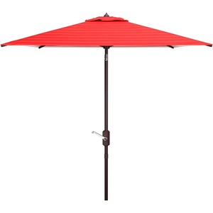 image:imageSAFAVIEH 75ft Outdoor Patio Umbrella Square Athens Collection Beige amp White Auto Crank Tilt UV Resistant for Deck Backyard Poolside PAT8407BRed