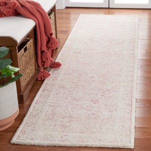 image:imageSAFAVIEH Area Rug 8x10  Ebony Collection  Large  Pink amp Ivory Handmade Wool Ideal for Living Room Bedroom Office Dining Space EBN102UPinkIvory