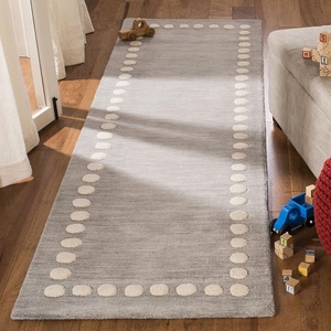 image:imageSAFAVIEH Area Rug 8x10  Kids Collection  Large  Pink Handmade Wool Polka Dot Border Pattern Ideal for Bedroom Playroom Nursery Boys amp Girls Room SFK802UGrey