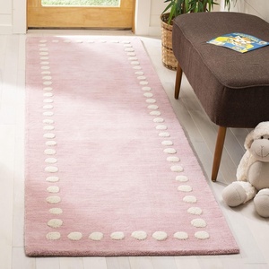 image:imageSAFAVIEH Area Rug 8x10  Kids Collection  Large  Pink Handmade Wool Polka Dot Border Pattern Ideal for Bedroom Playroom Nursery Boys amp Girls Room SFK802UPink