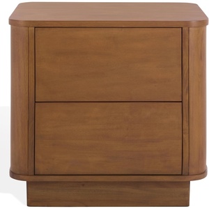 image:imageSAFAVIEH Couture Collection  Chrysandra Walnut 2Drawer Wood Nightstand Fully Assembled Bedroom Storage with PushtoOpen Drawers SFV7726AWalnut