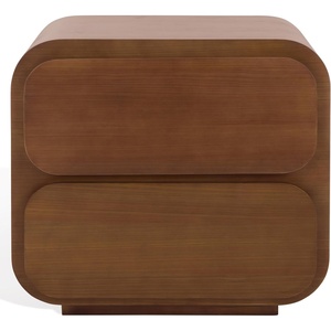 image:imageSAFAVIEH Couture Collection  Herald Brown 2Drawer Wood Nightstand Modern Bedroom Storage Fully Assembled SFV5546ABrown