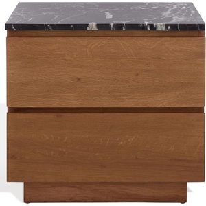 image:imageSAFAVIEH Couture Collection  Lilybelle Walnut amp Black Marble Top 2 Drawer Nightstand Solid Wood Bedroom Furniture Fully Assembled SFV9755AWalnutBlack