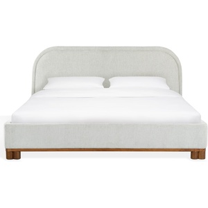 image:imageSAFAVIEH Couture Collection  Roberto Grey Chenille King Bed Upholstered with Curved Headboard No Box Spring Needed SFV6116BKGreyWalnut