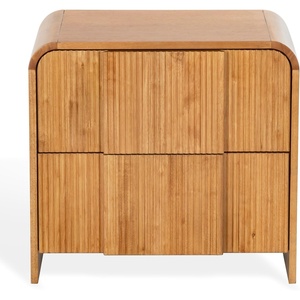 image:imageSAFAVIEH Couture Collection  Vitale Natural Reeded Wood Nightstand 2 Drawers Modern Accent Bedroom Side Table Fully Assembled SFV4259ANatural