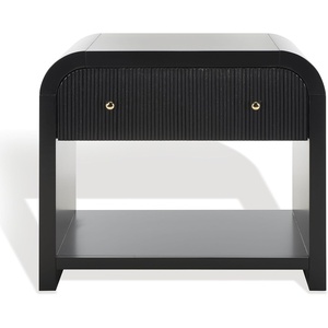 image:imageSAFAVIEH Couture Collection Liabella BlackGold 1Drawer Curved Nightstand Fully AssembledBlackGold