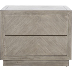 image:imageSAFAVIEH Couture Home Collection Steve Brown 2Drawer Wood Nightstand Table Fully AssembledLight Grey